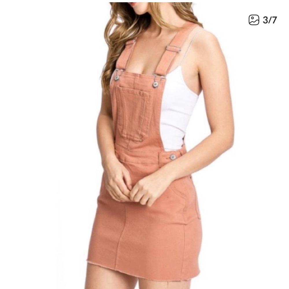 Love Tree Women's rust terra cotta Denim Overall Dress